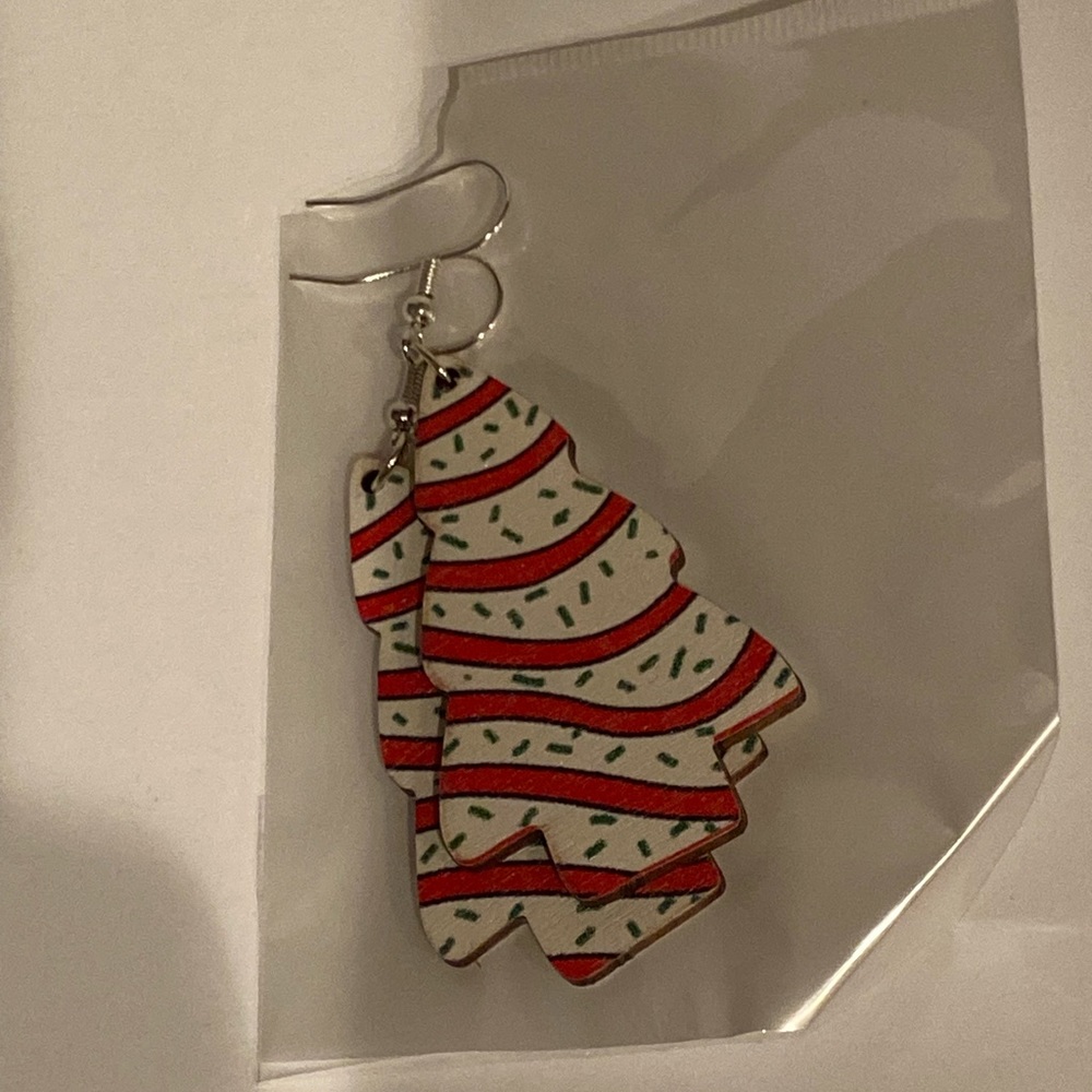 New Christmas tree cake earrings